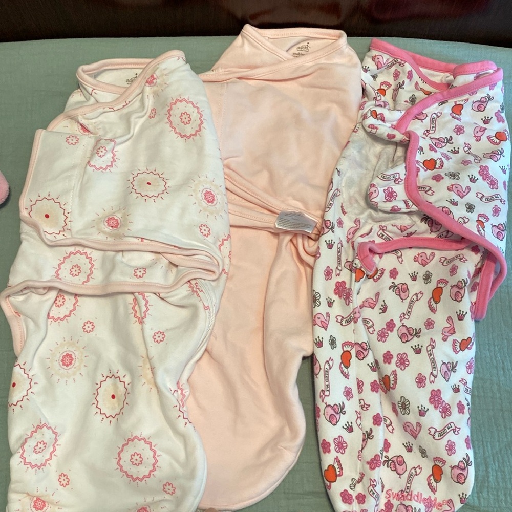 Aden & Anais sleep sacks swaddle Me Pink baby girl small medium 0-3mo swaddles